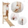 3in1: Wooden Swedish Wall / Climbing Ladder For Children + Swing Set + Slide Board