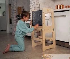 Date - 4 In 1 Kitchen Tower, Desk, Step Stool And Chalkboard
