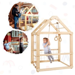 Indoor Wooden Playhouse With Swings