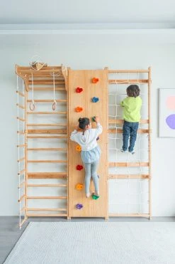 Walnut - 9-in-1 Swedish Ladder Wall Gym And Climber