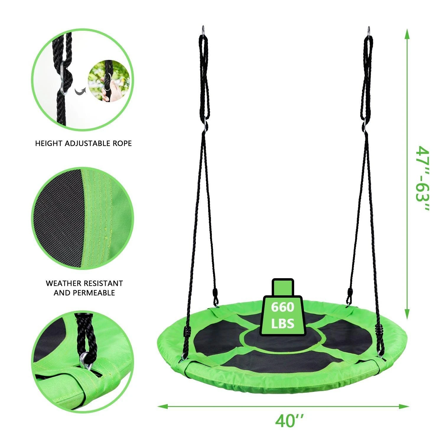 40" Flying Saucer Tree Swing - Image 4
