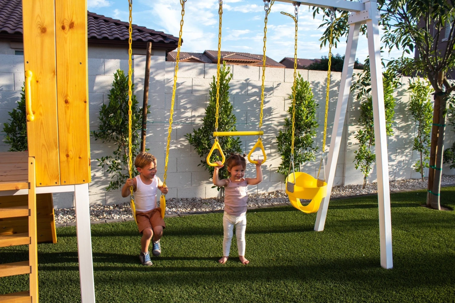 Forest - Modern Backyard Outdoor Swing Set 2 Swings And Trapeze Bar - Image 2