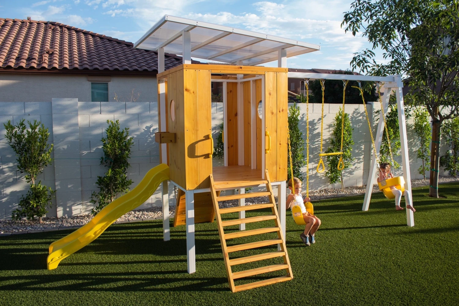 Forest - Modern Backyard Outdoor Swing Set 2 Swings And Trapeze Bar - Image 18
